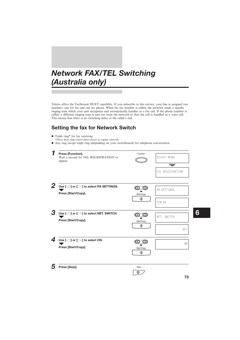 Network fax/tel switching (australia only) | Canon B155 User Manual | Page 85 / 140