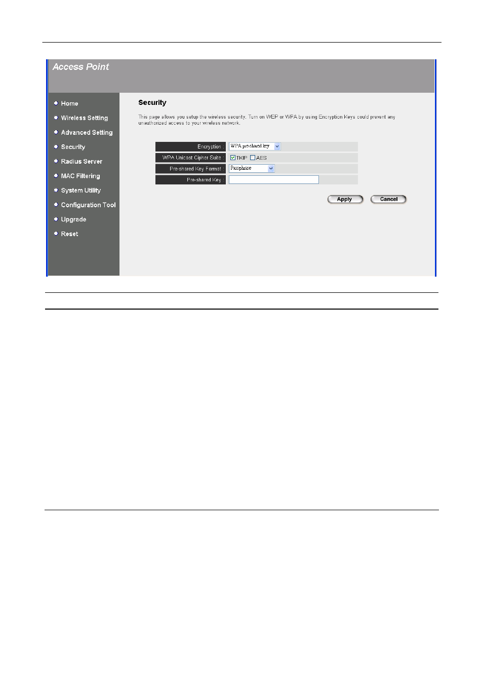 Wpa raius, Parameter description | ConnectGear WA540G User Manual | Page 26 / 40