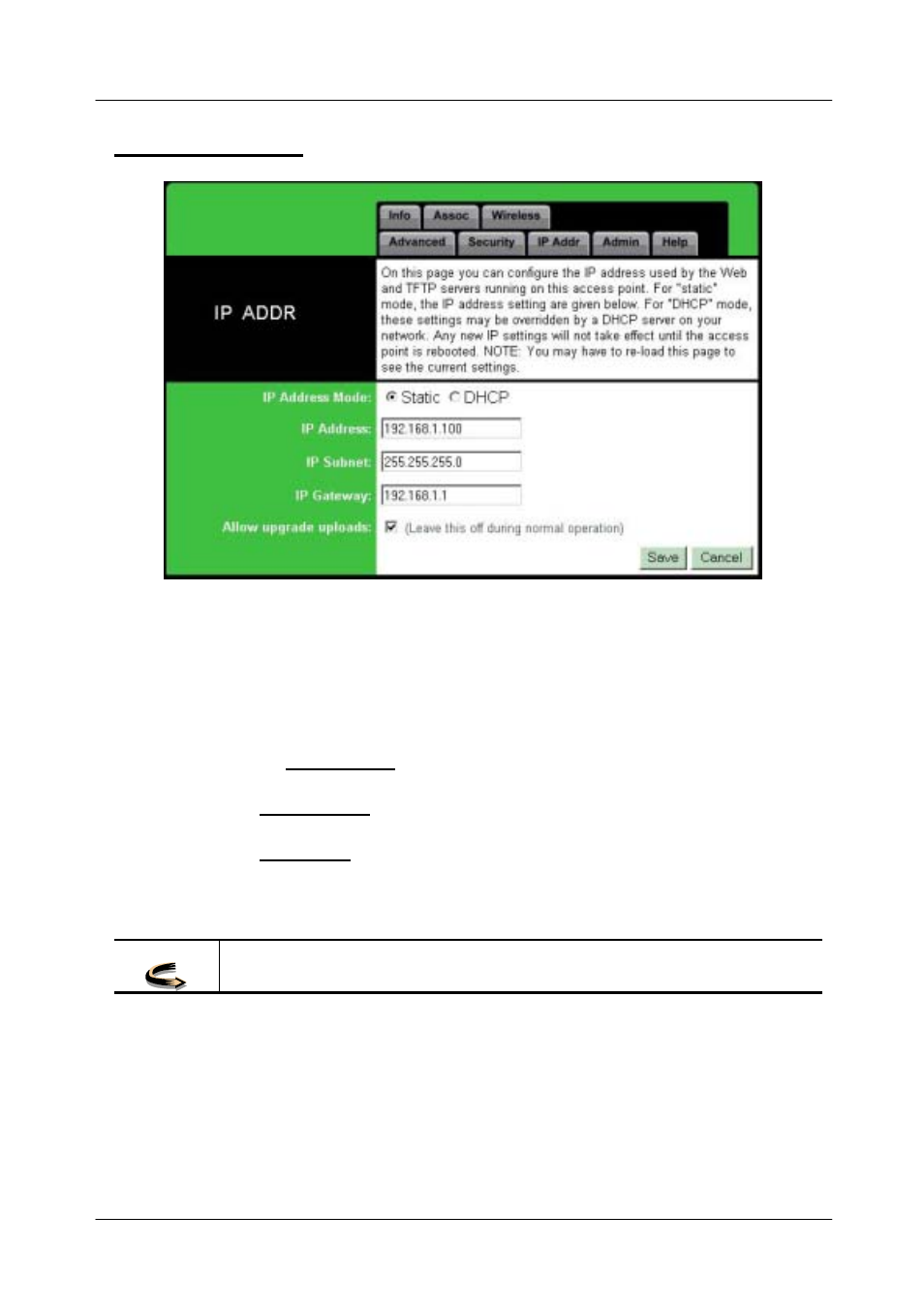 The ip addr tab, Ip a, 11mbps wireless access point user's manual | ConnectGear WA300 User Manual | Page 25 / 35