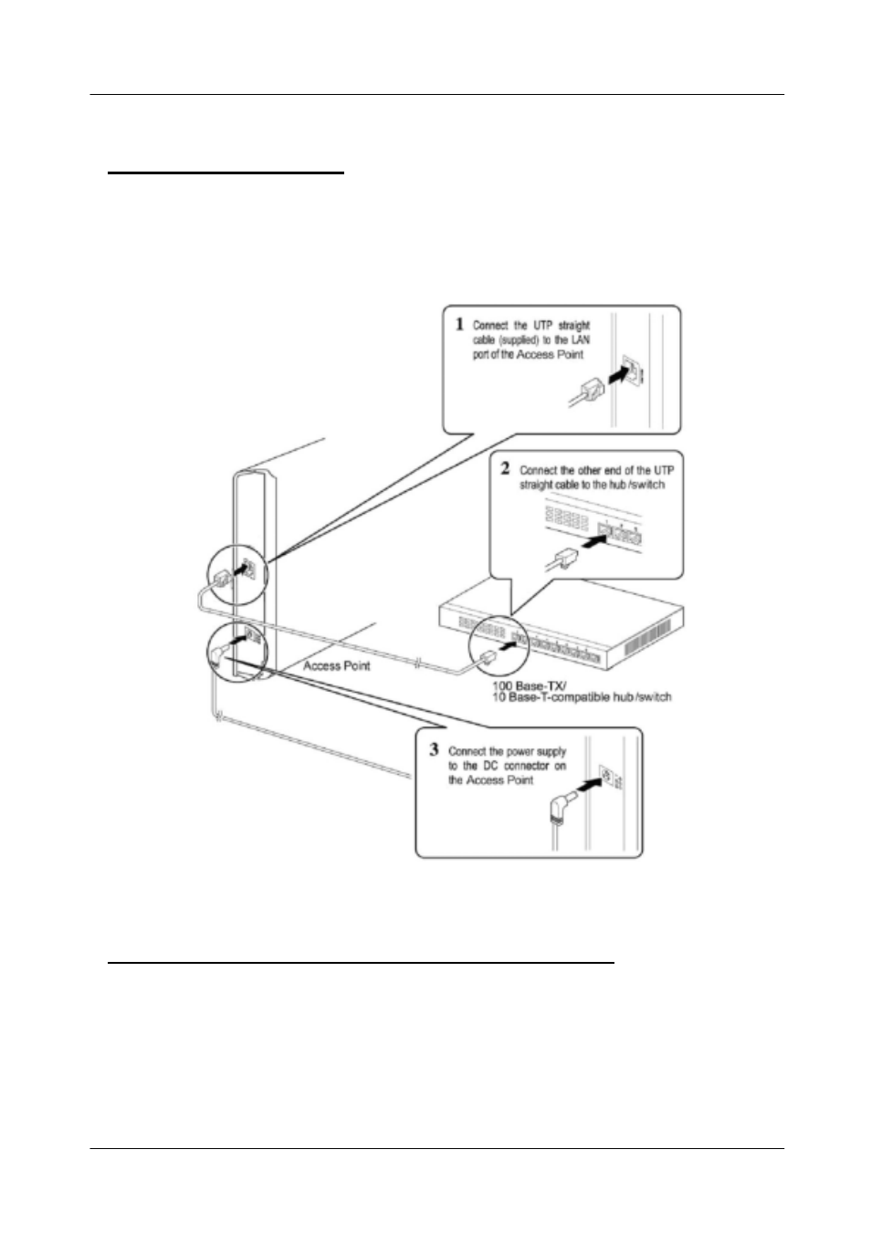 Hardware installation, Connecting the access point to your network, Ardware | Nstallation, Onnecting the, Ccess, Oint to your, Etwork, 11mbps wireless access point user's manual | ConnectGear WA300 User Manual | Page 9 / 35