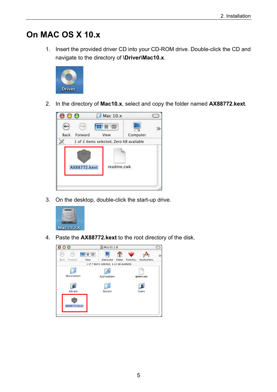 On mac os x 10.x | ConnectGear UE200 User Manual | Page 8 / 13