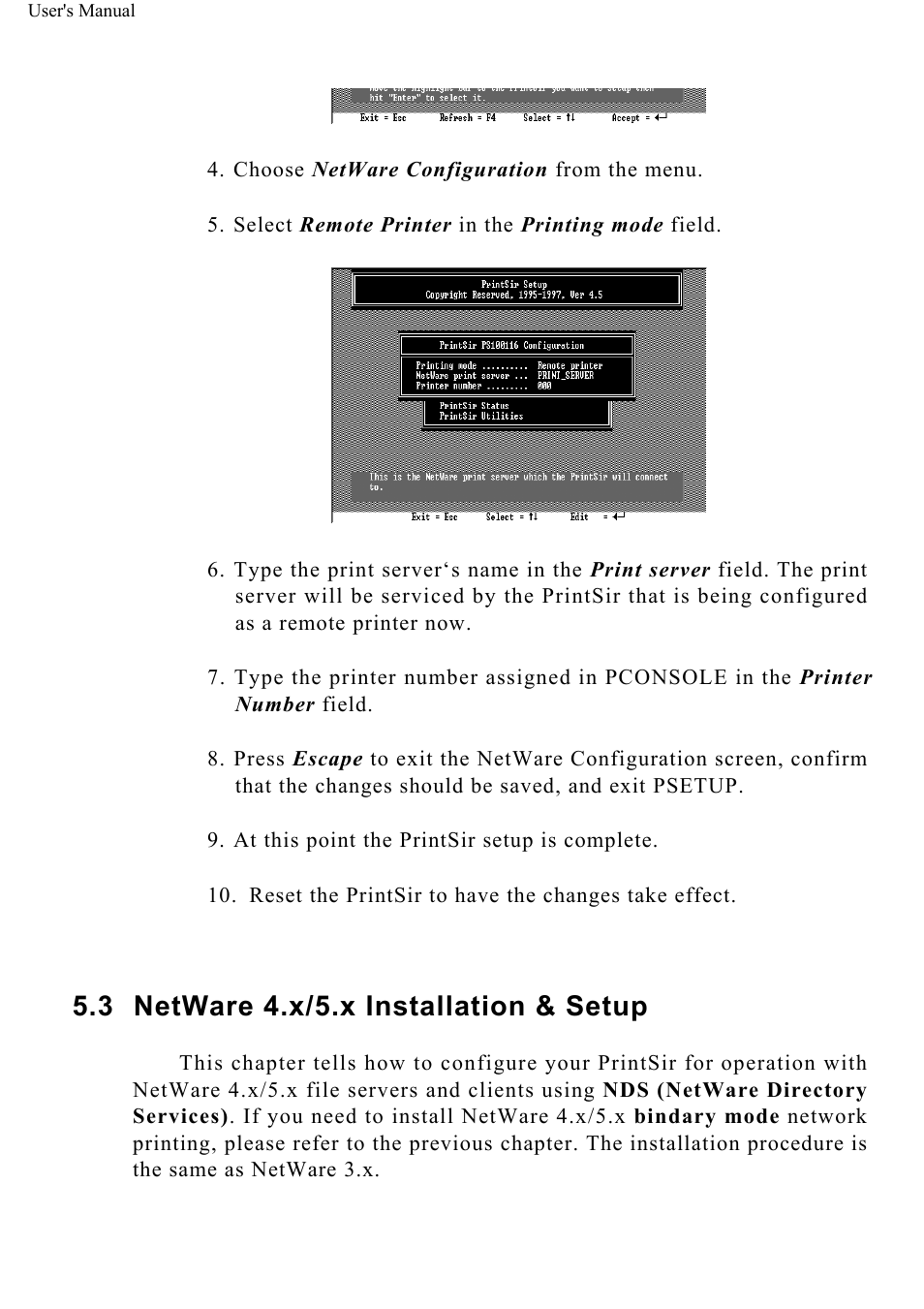 Netware 4.x/5.x installation & setup | ConnectGear GP-10P User Manual | Page 49 / 90