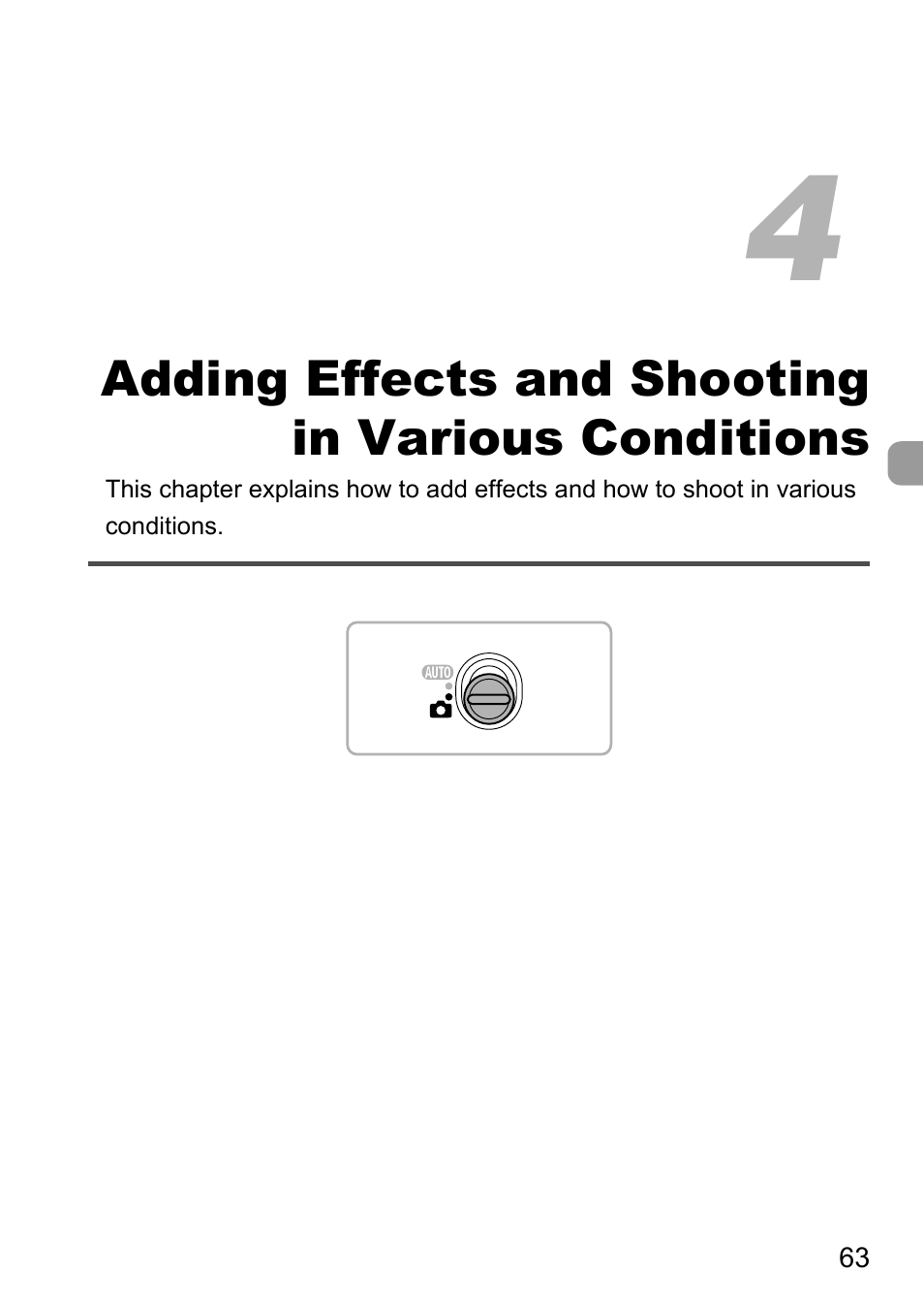 4 adding effects and shooting, In various conditions, Pp. 63 | Canon 220 HS User Manual | Page 63 / 209