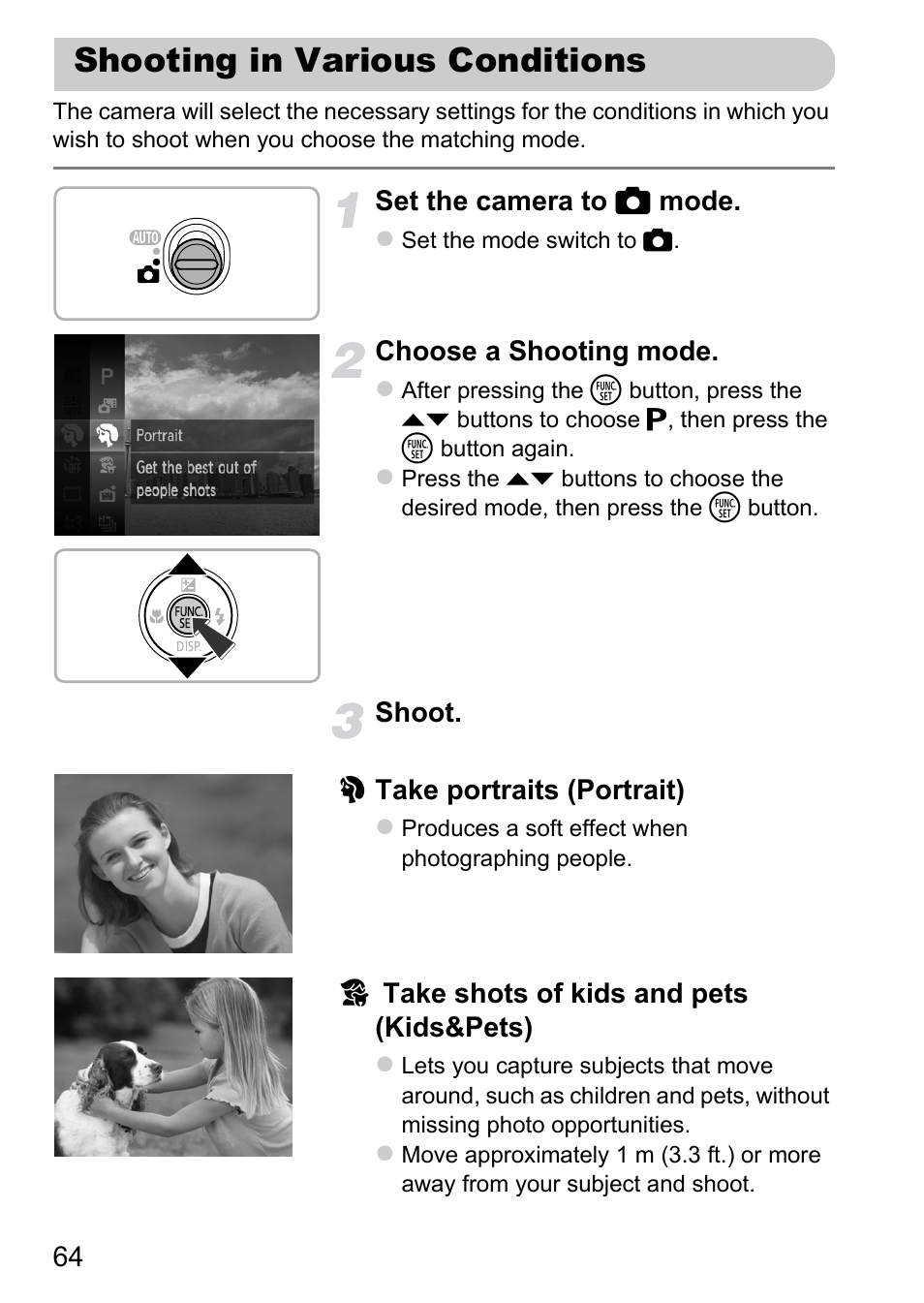 Shooting in various conditions, P. 64), The scene | Canon 220 HS User Manual | Page 64 / 209