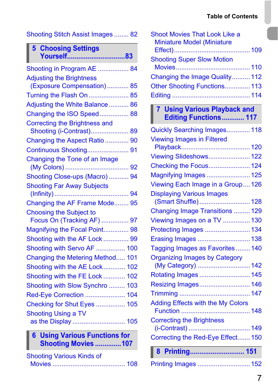 Canon 220 HS User Manual | Page 7 / 209