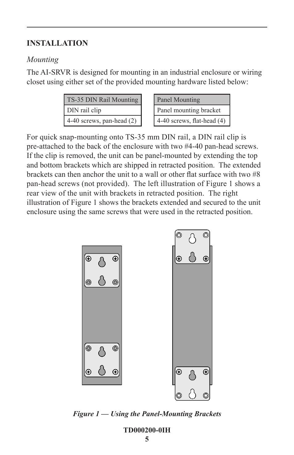 Installation, Mounting | Contemporary Control Systems AI-SRVR Servers to Ethernet Installation Guide User Manual | Page 5 / 12