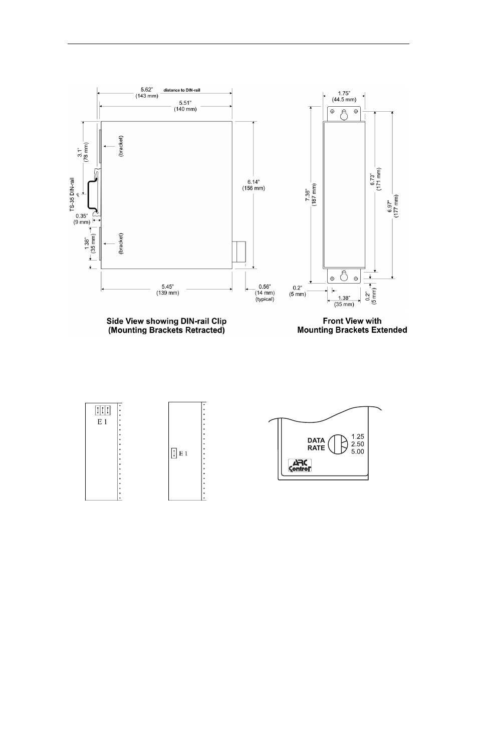 Daughter board jumper blocks, Mechanical, Eia-485 rotary data rate switch | Contemporary Control Systems AI-USB Adapters User Manual | Page 3 / 12