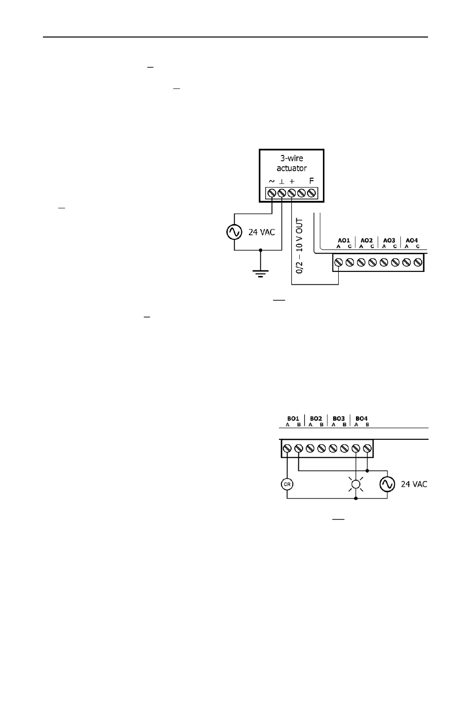 Analog outputs ao1–ao4, Binary outputs bo1–bo4 | Contemporary Control Systems BAScontrol20 Installation Guide User Manual | Page 10 / 16