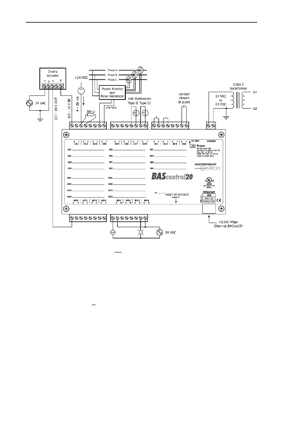 Field connections, Universal inputs ui1–ui8 | Contemporary Control Systems BAScontrol20 Installation Guide User Manual | Page 6 / 16