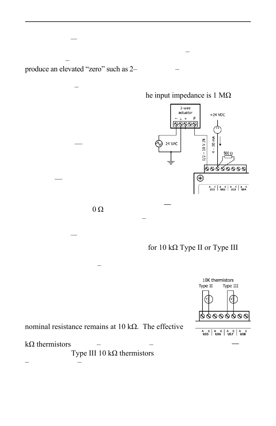 Universal input — configured for analog input, Universal input — configured for temperature input | Contemporary Control Systems BAScontrol20 Installation Guide User Manual | Page 7 / 16