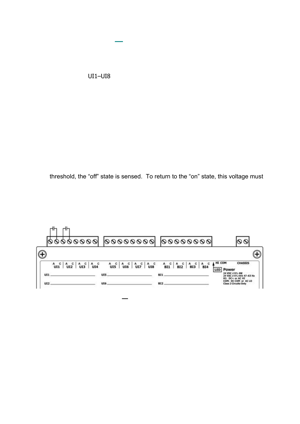 4 universal input — configured as a binary input, Universal input, Configured as a binary input | Contemporary Control Systems BAScontrol20 User Manual User Manual | Page 17 / 53