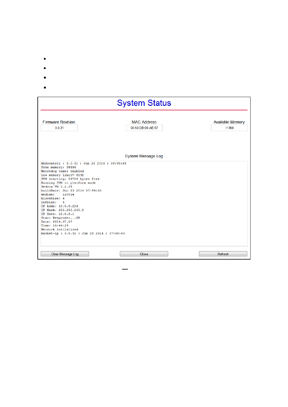 5 system status, 1 system message log | Contemporary Control Systems BAScontrol20 User Manual User Manual | Page 28 / 53