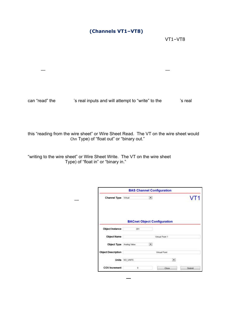 8 virtual points (channels vt1–vt8), 8 virtual points | Contemporary Control Systems BAScontrol20 User Manual User Manual | Page 40 / 53