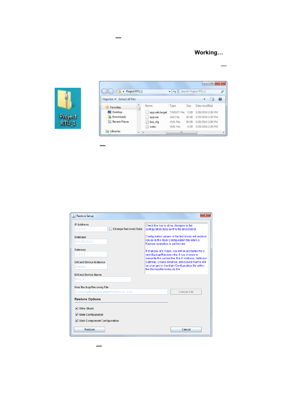 4 restoring a sedona project | Contemporary Control Systems BAScontrol20 User Manual User Manual | Page 49 / 53