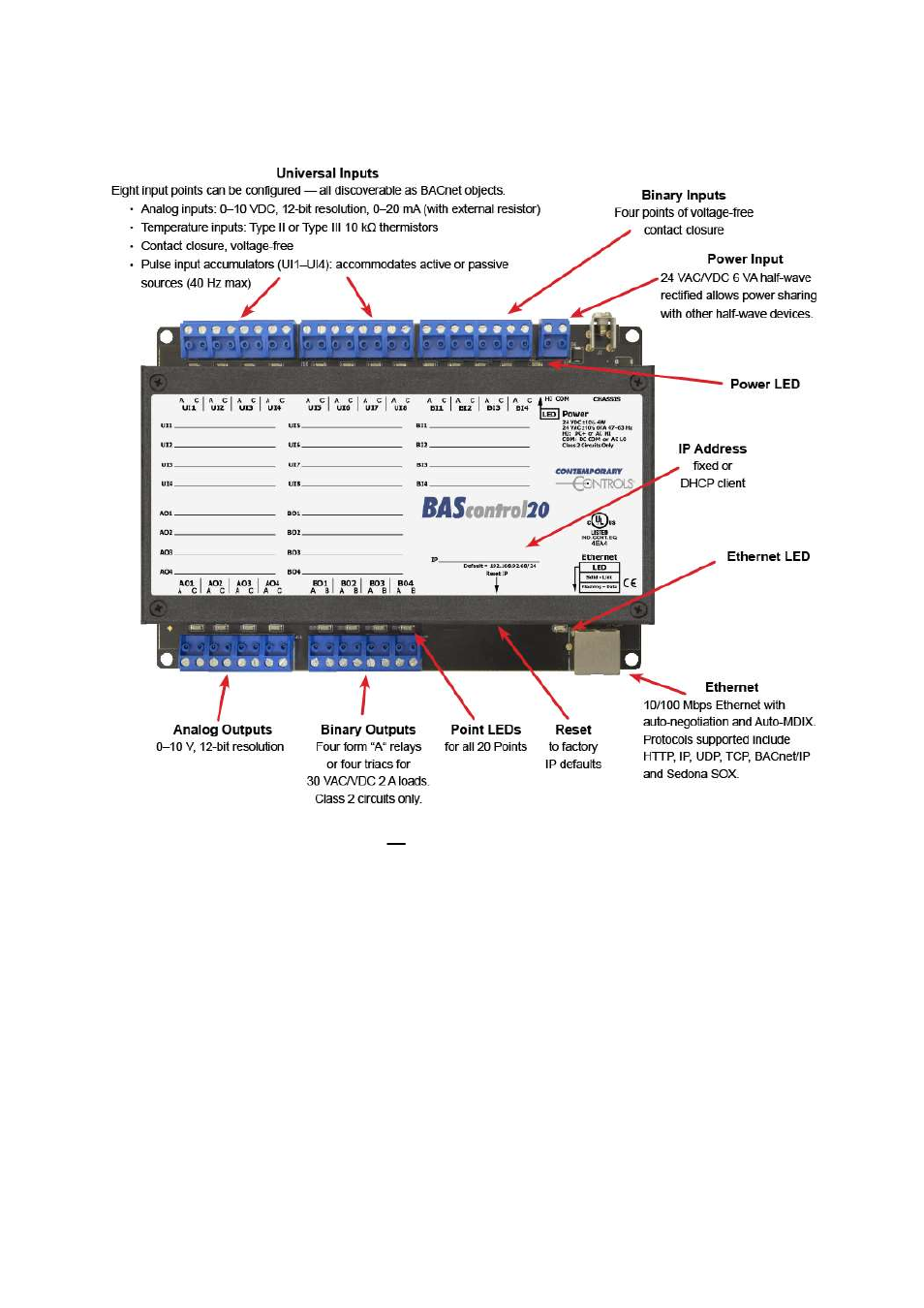 2 product image and main features, Product image and main features | Contemporary Control Systems BAScontrol20 User Manual User Manual | Page 6 / 53