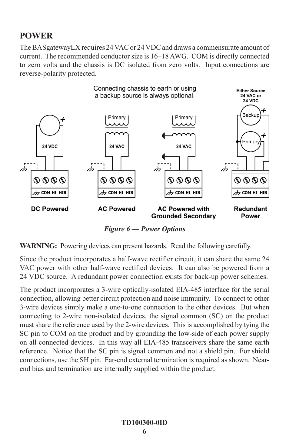 Power | Contemporary Control Systems BASgatewayLX User Manual | Page 6 / 16