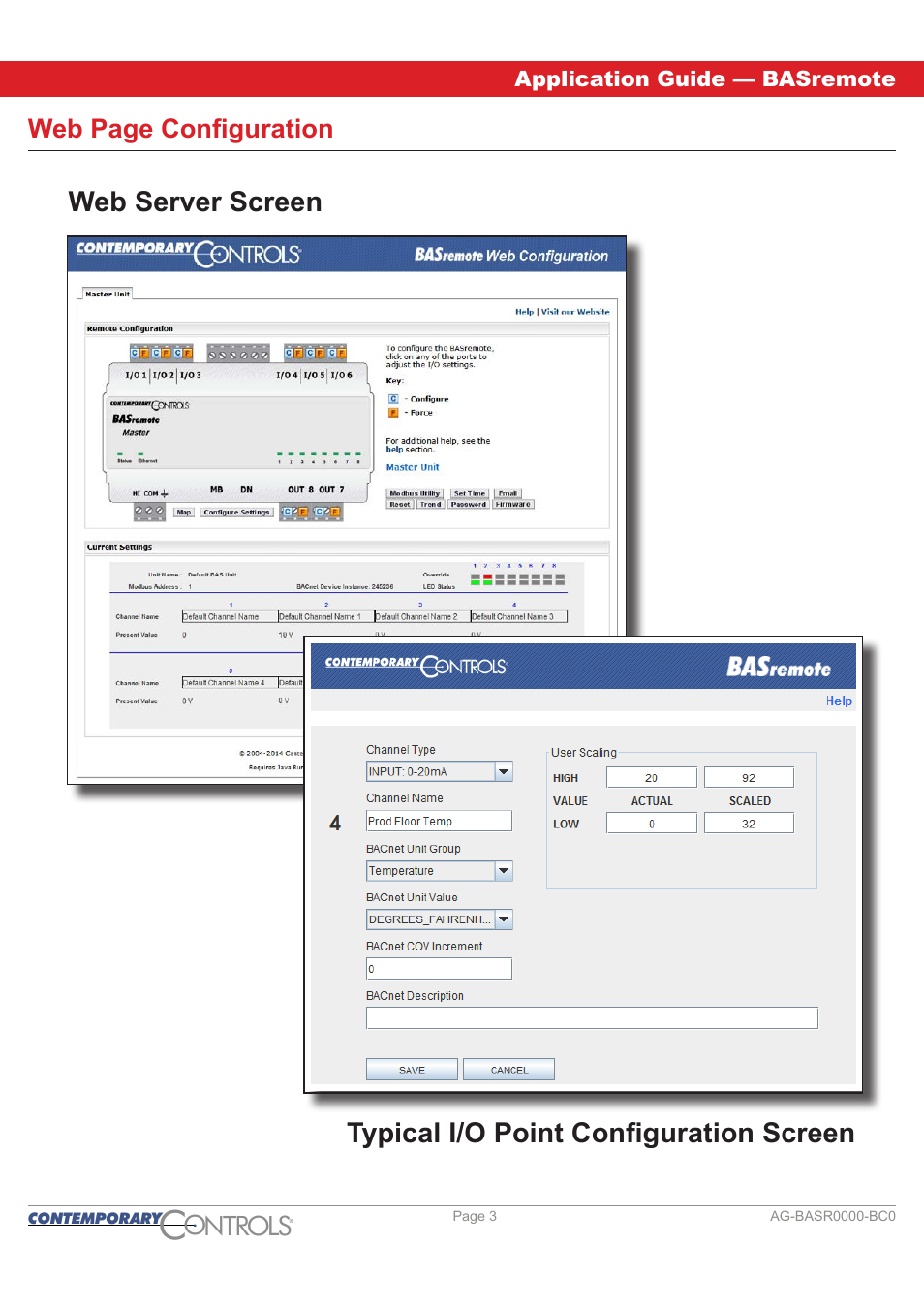 Ontr ls o, Web page configuration | Contemporary Control Systems BASremote Application Guide User Manual | Page 3 / 13
