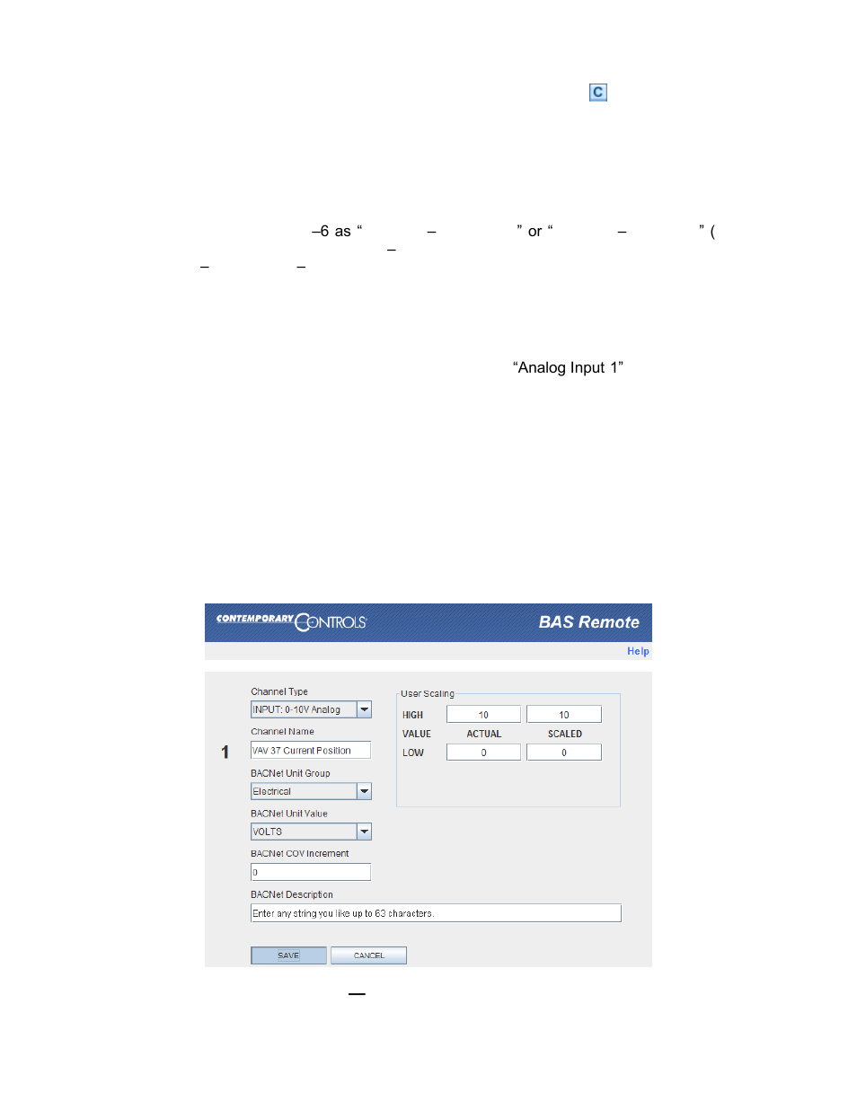 3 channel configuring, 1 analog voltage input configuring, Channel configuring | Analog voltage input configuring | Contemporary Control Systems BASremote User Manual (firmware 3.1.x) User Manual | Page 38 / 78