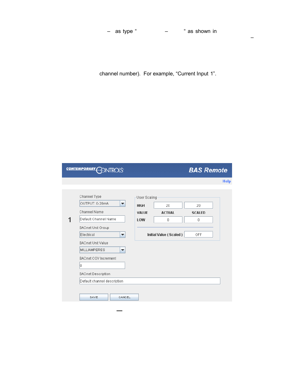 5 current output configuring, Current output configuring | Contemporary Control Systems BASremote User Manual (firmware 3.1.x) User Manual | Page 42 / 78