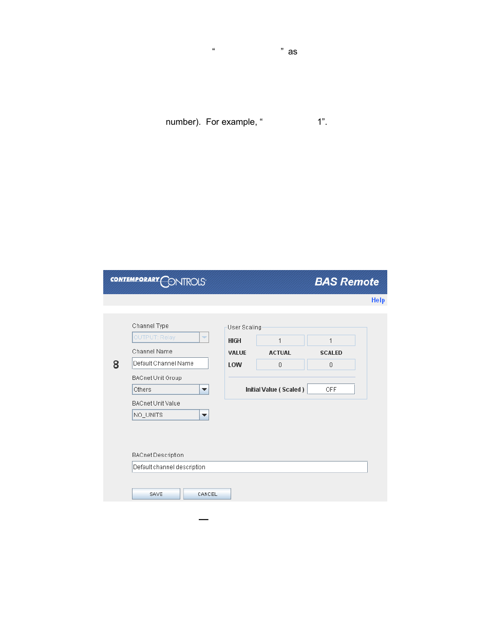 8 relay output configuring, Relay output configuring | Contemporary Control Systems BASremote User Manual (firmware 3.1.x) User Manual | Page 46 / 78