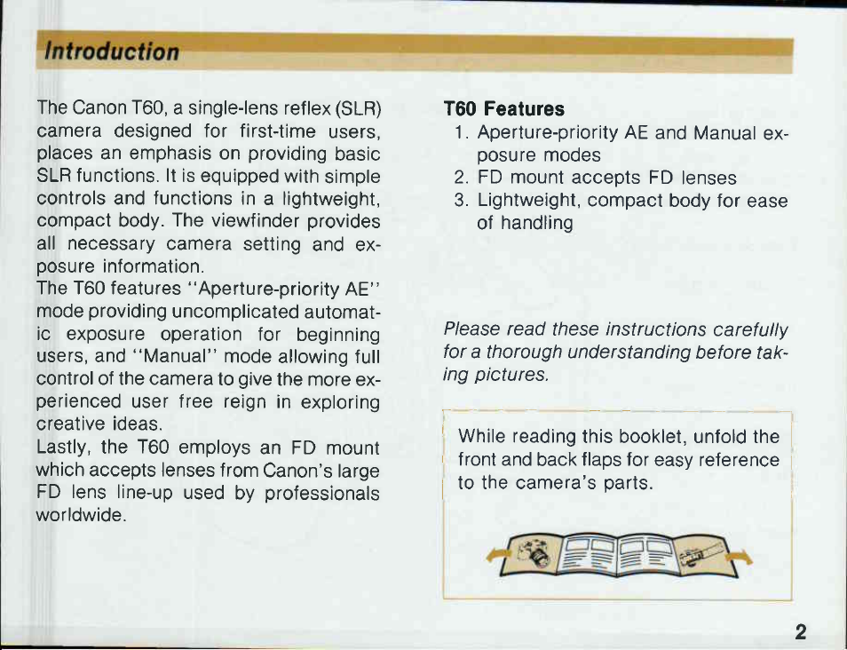 Precautions [j, Precautions | Canon T 60 User Manual | Page 3 / 85