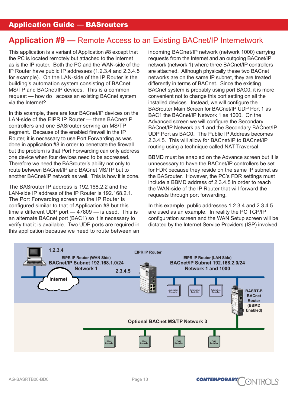 Ontr ls o, Application #9, Application guide — basrouters | Contemporary Control Systems BASrouter Application Guide User Manual | Page 13 / 20