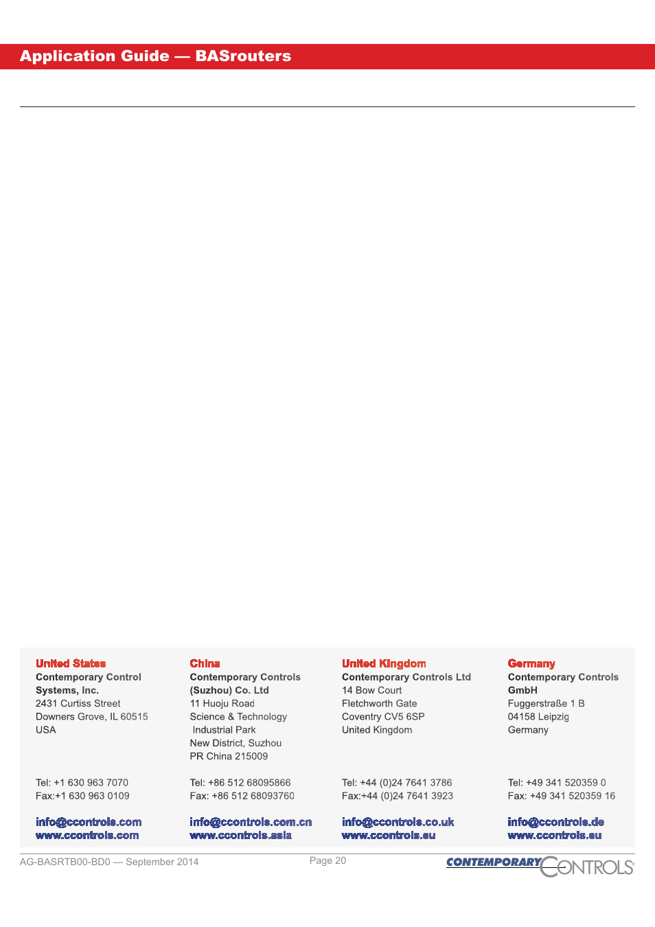 Ontr ls o | Contemporary Control Systems BASrouter Application Guide User Manual | Page 20 / 20