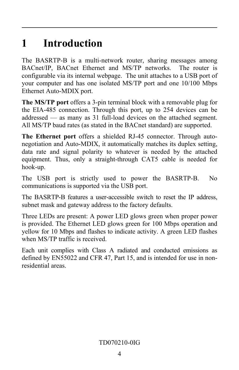 1 introduction | Contemporary Control Systems BASrouter Portable Installation Guide (Firmware 2.6.x) User Manual | Page 4 / 20