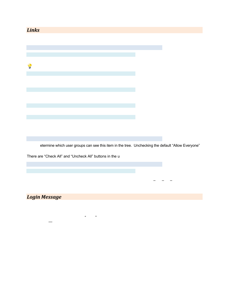 Links, Settings tab, Label | Display node, Open in new window, Auto login, Group settings tab, Advanced tab, Name, Login message | Contemporary Control Systems BASview User Manual | Page 43 / 81