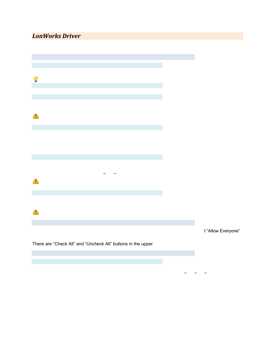 Lonworks driver, Settings tab, Label | Description, Interface serial, Network delay, Domain, Subnet/node, Group settings tab, Advanced tab | Contemporary Control Systems BASview User Manual | Page 45 / 81