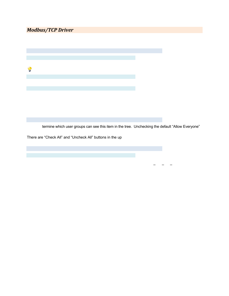 Modbus/tcp driver, Settings tab, Label | Description, Network delay, Group settings tab, Advanced tab, Name | Contemporary Control Systems BASview User Manual | Page 56 / 81