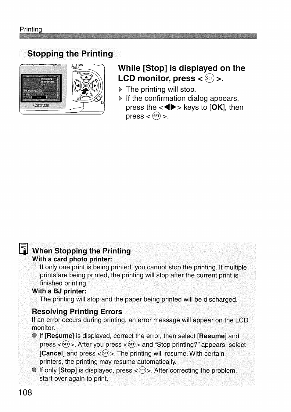 Stopping the printing | Canon EOS 300 D User Manual | Page 110 / 141