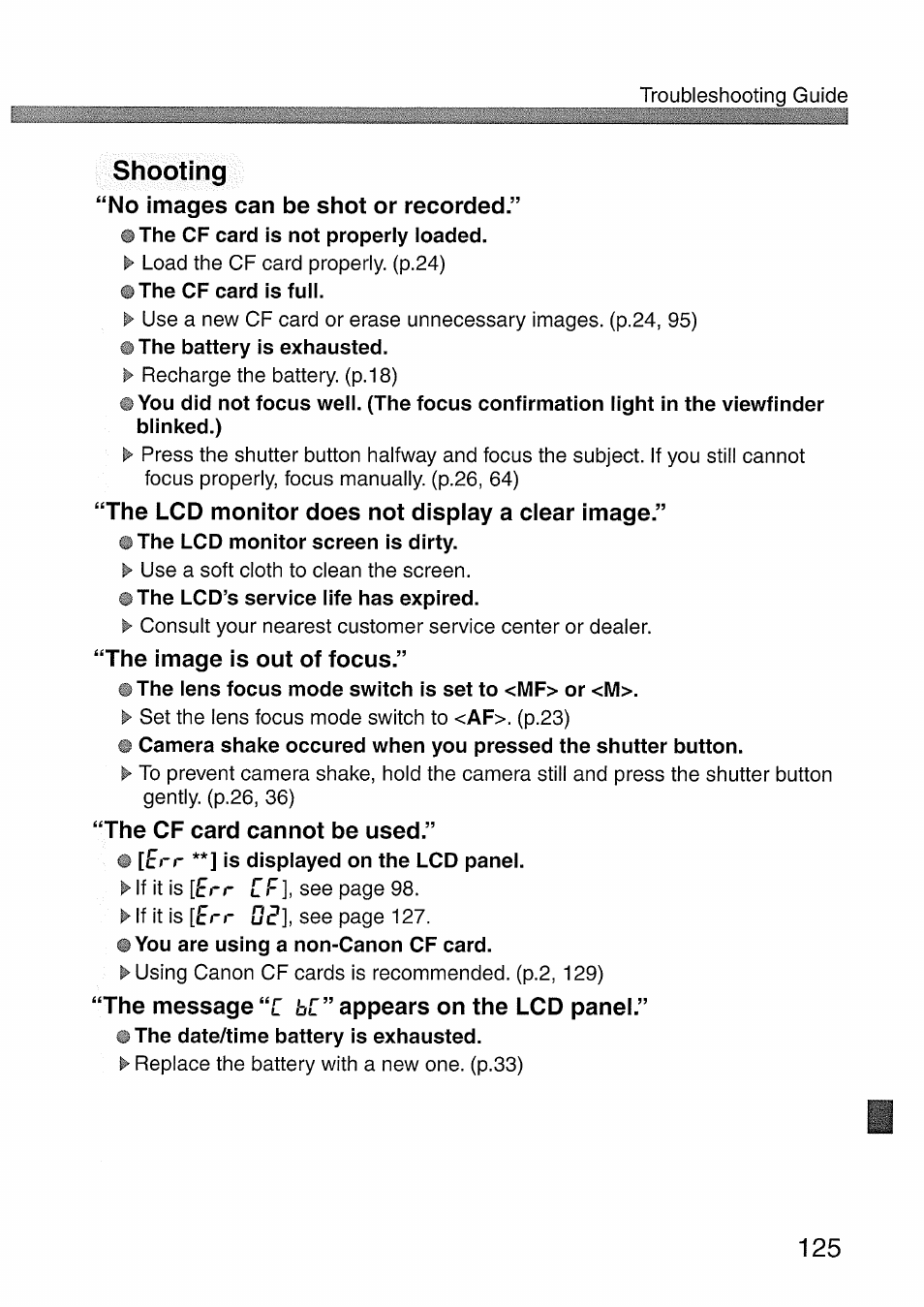 Shooting | Canon EOS 300 D User Manual | Page 127 / 141