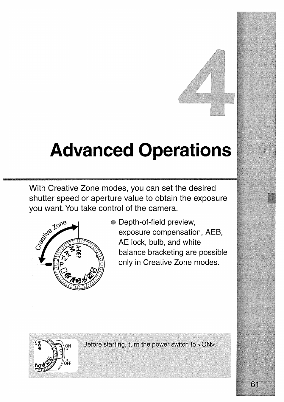 Advanced operations | Canon EOS 300 D User Manual | Page 61 / 141