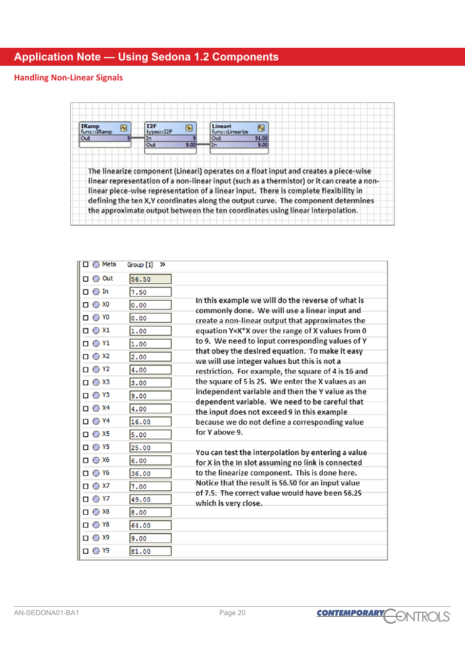 Handling non-linear signals, Ontr ls o | Contemporary Control Systems Sedona User Manual | Page 20 / 27