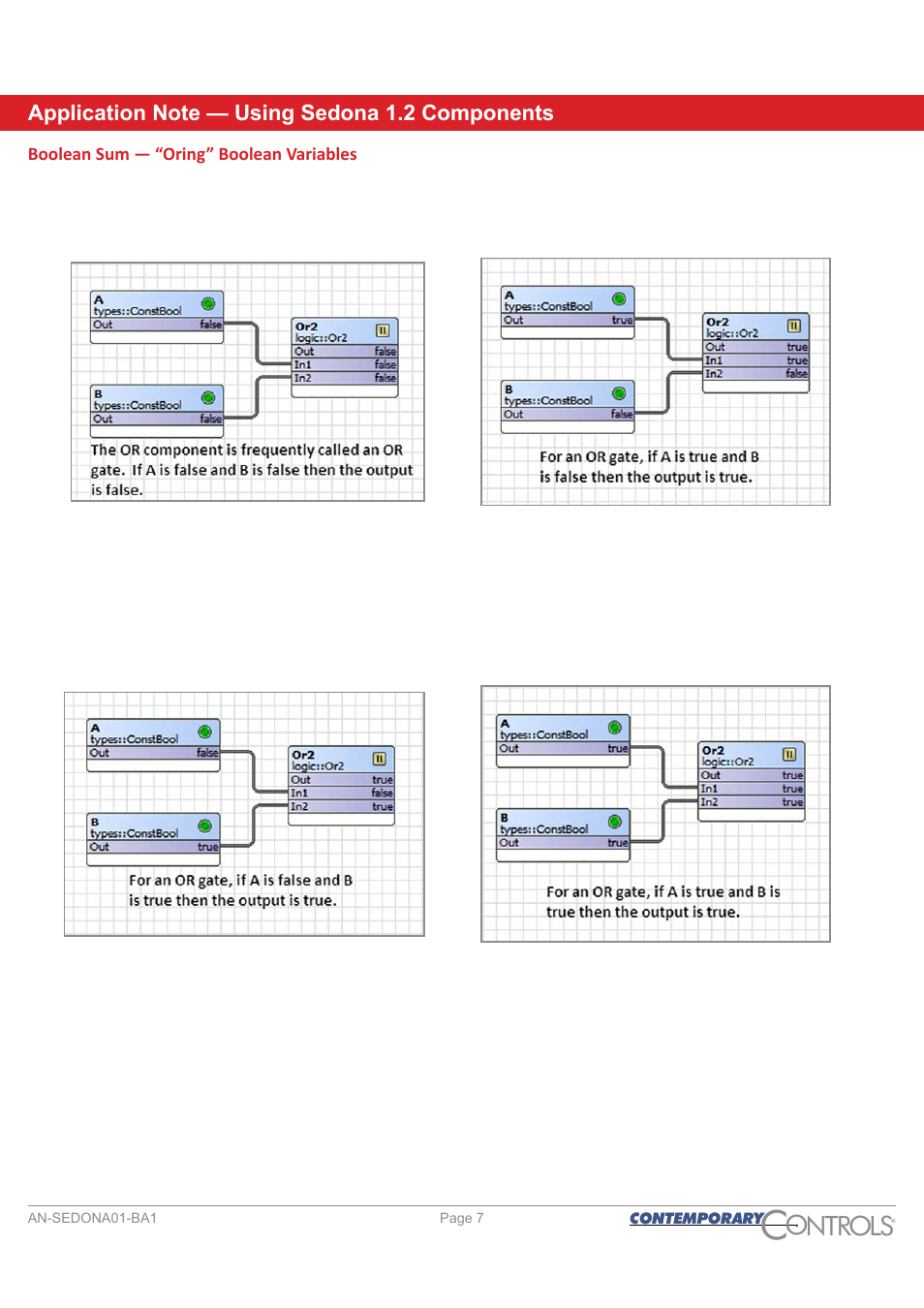 Boolean sum - “oring” boolean variables, Ontr ls o | Contemporary Control Systems Sedona User Manual | Page 7 / 27