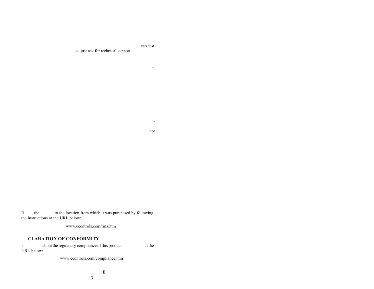 Need more help, Warranty, Returning products for repair | Declaration of conformity | Contemporary Control Systems CANISA User Manual | Page 7 / 8