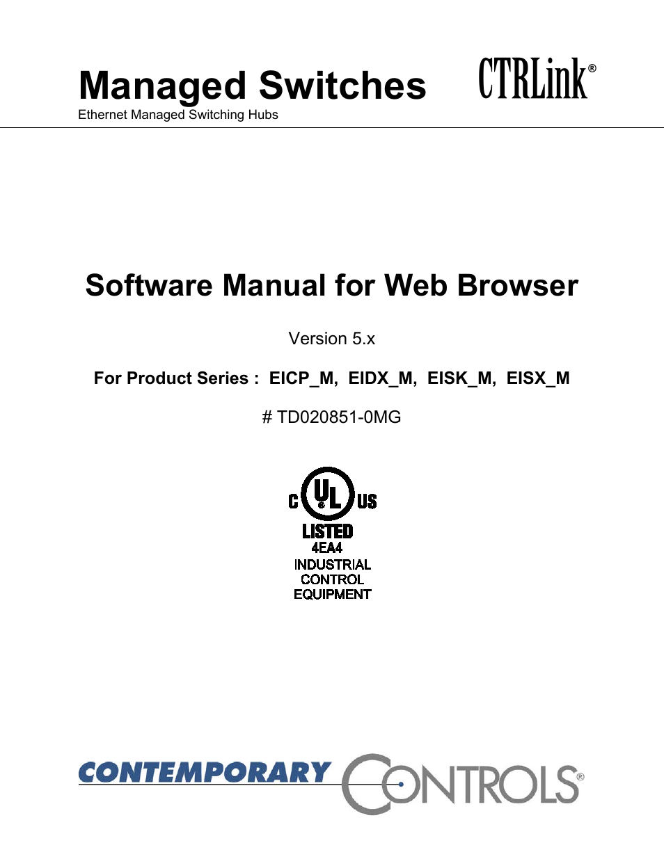 Contemporary Control Systems Compact Managed Switches Software Manual for Web Browser User Manual | 83 pages