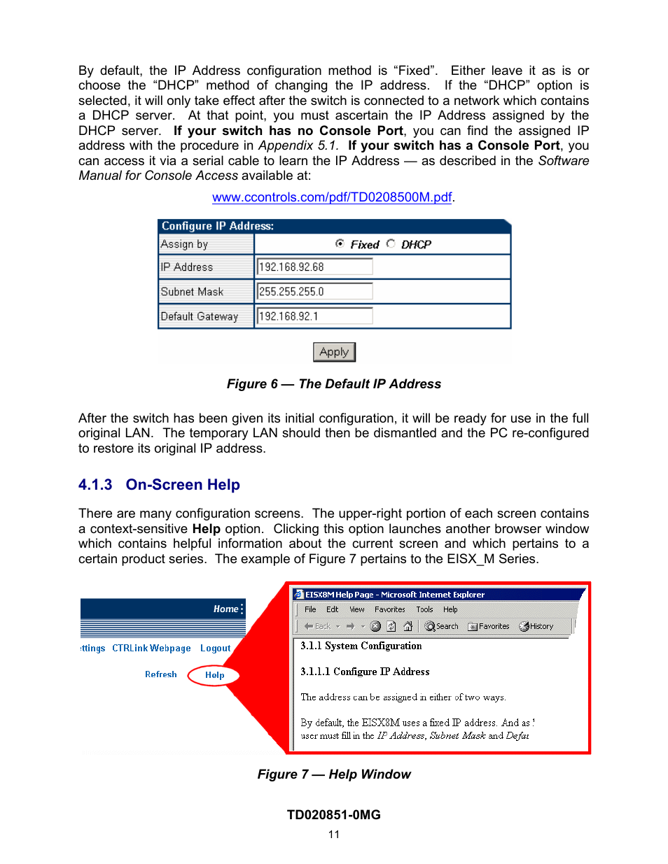 3 on-screen help, On-screen help, N figure 6 | Contemporary Control Systems Compact Managed Switches Software Manual for Web Browser User Manual | Page 11 / 83