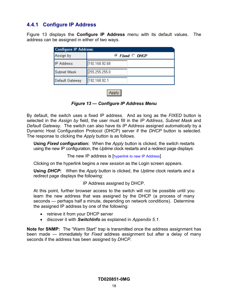 1 configure ip address, Configure ip address, On 4.4.1) | Contemporary Control Systems Compact Managed Switches Software Manual for Web Browser User Manual | Page 18 / 83