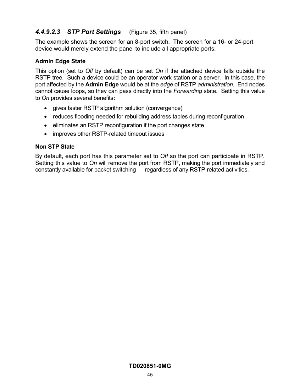 3 stp port settings, On 4.4.9.2.3 | Contemporary Control Systems Compact Managed Switches Software Manual for Web Browser User Manual | Page 45 / 83
