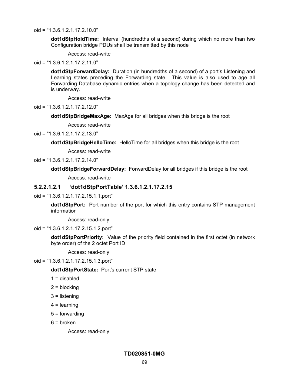 1 ‘dot1dstpporttable’ 1.3.6.1.2.1.17.2.15 | Contemporary Control Systems Compact Managed Switches Software Manual for Web Browser User Manual | Page 69 / 83