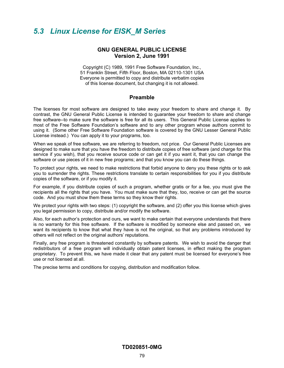 3 linux license for eisk_m series, Linux license for eisk_m series | Contemporary Control Systems Compact Managed Switches Software Manual for Web Browser User Manual | Page 79 / 83