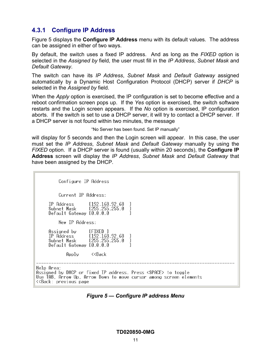 1 configure ip address, On 4.2.1.1) | Contemporary Control Systems Compact Managed Switches Software Manual for Console Access User Manual | Page 11 / 80
