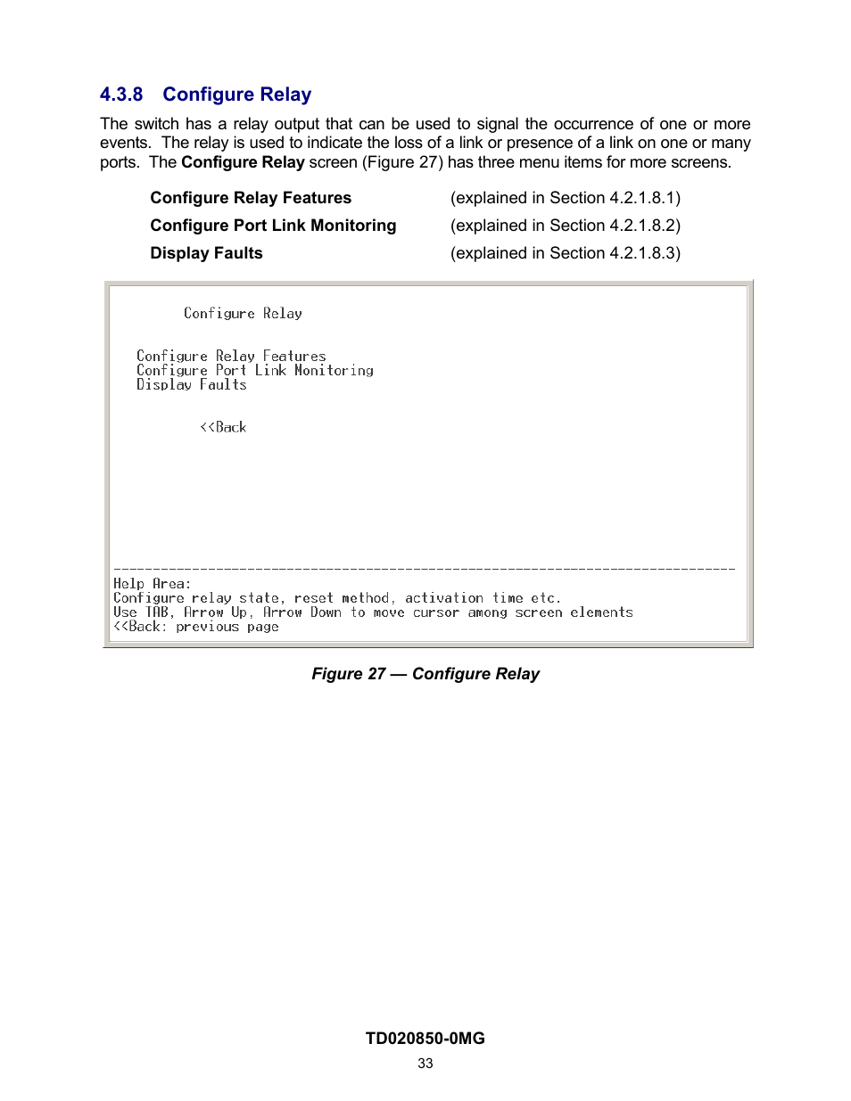 8 configure relay, On 4.2.1.8) | Contemporary Control Systems Compact Managed Switches Software Manual for Console Access User Manual | Page 33 / 80