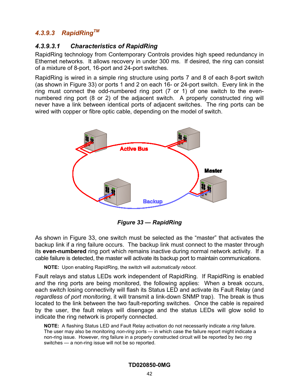 3 rapidringtm, 1 characteristics of rapidring | Contemporary Control Systems Compact Managed Switches Software Manual for Console Access User Manual | Page 42 / 80