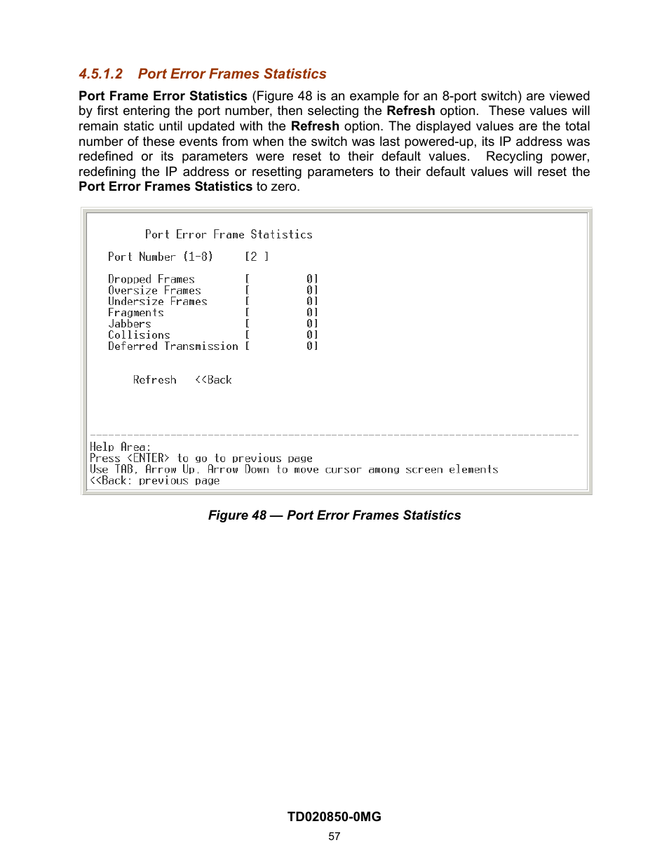 2 port error frames statistics | Contemporary Control Systems Compact Managed Switches Software Manual for Console Access User Manual | Page 57 / 80