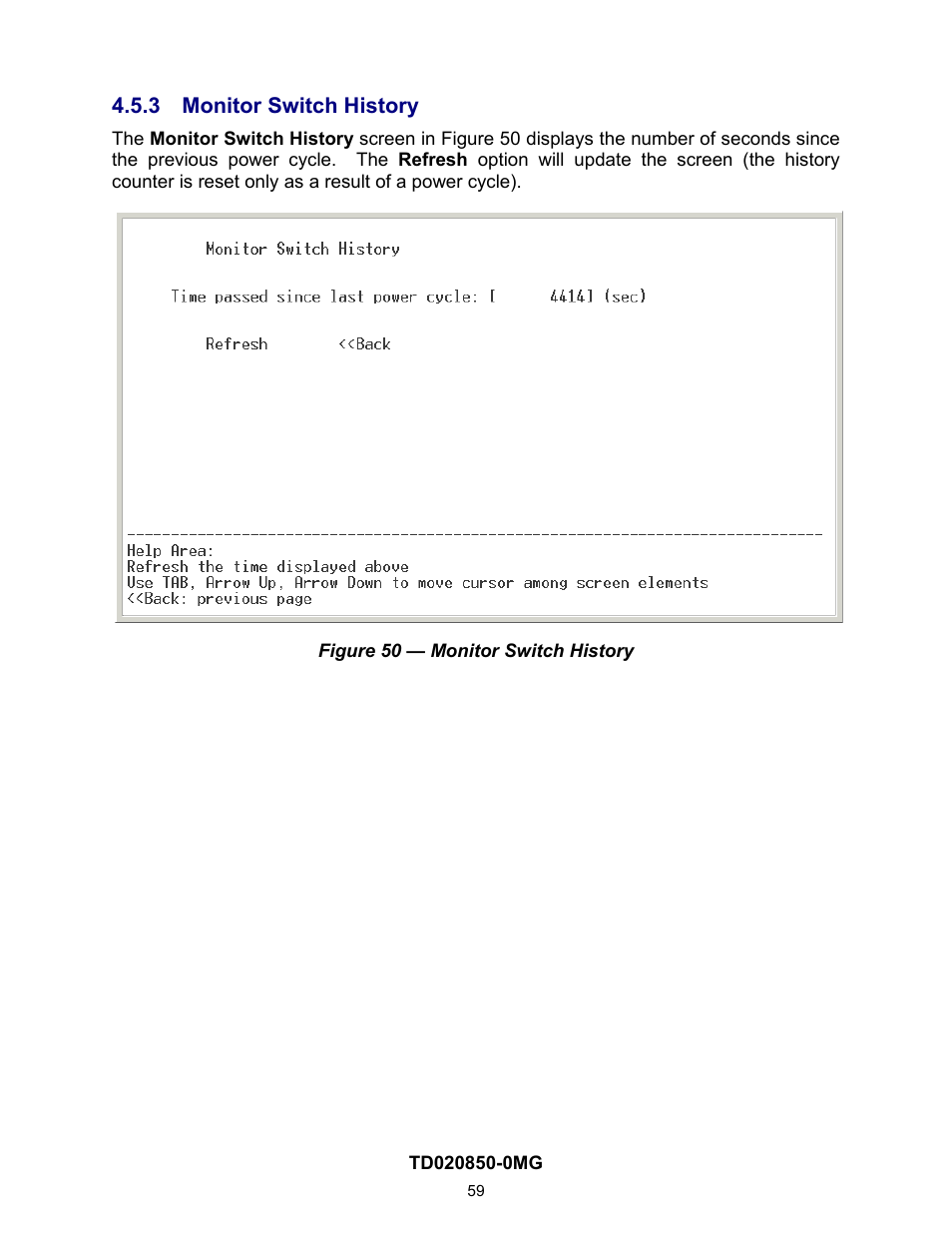 3 monitor switch history, On 4.2.3.3) | Contemporary Control Systems Compact Managed Switches Software Manual for Console Access User Manual | Page 59 / 80
