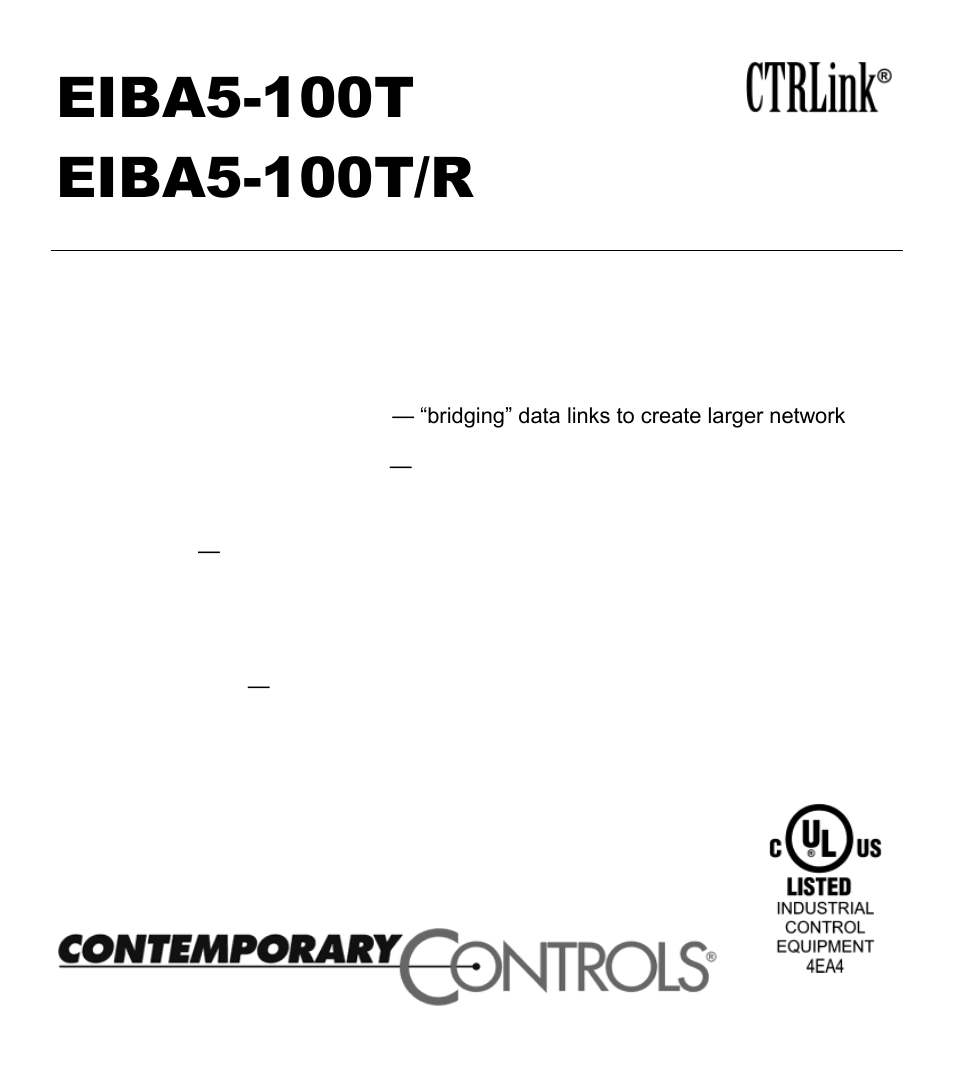 Contemporary Control Systems EIBA BAS Unmanaged Switches User Manual | 4 pages