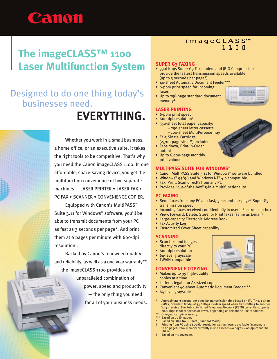 Canon ImageCLASS 1100 User Manual | 2 pages